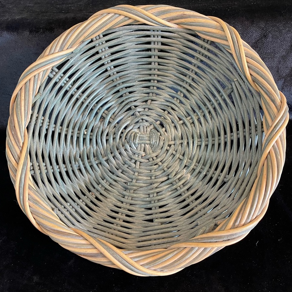 Beautiful Rattan Woven Basket in Green and Natural